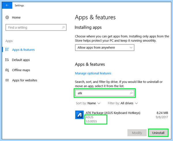 Atk package asus windows 10 что это
