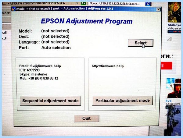 Adjustment program epson l132