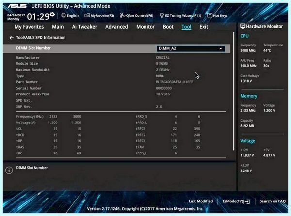 Advanced mode bios
