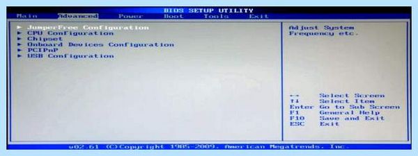 Advanced mode bios