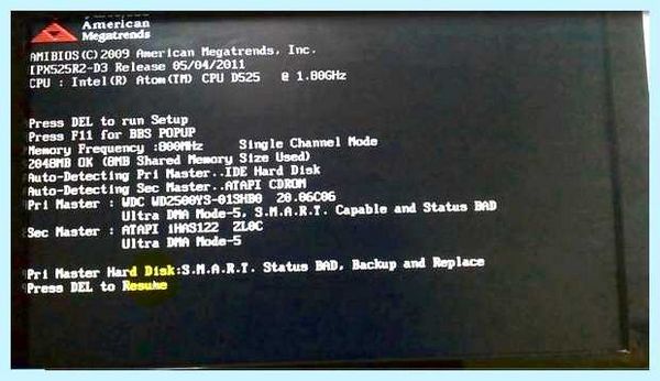 Status bad backup and replace