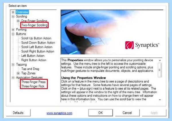 Synaptics touchpad не работает