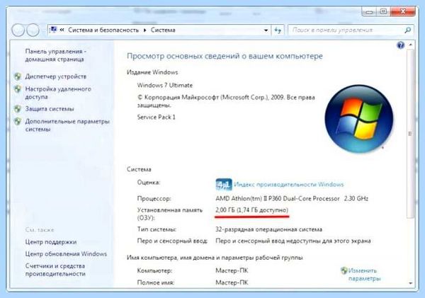 System physical memory