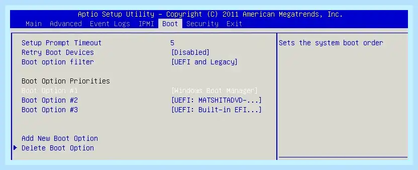 The current bios setting do not fully