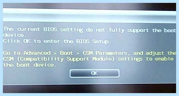 The current bios setting