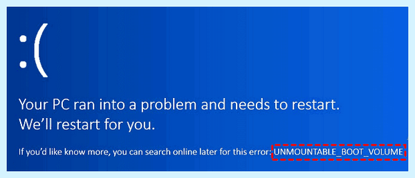 Unmountable boot volume windows 10 на ноутбуке