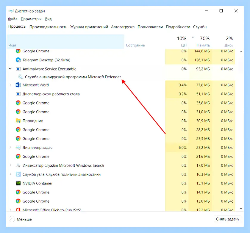 Antimalware service executable грузит систему работе msmpeng