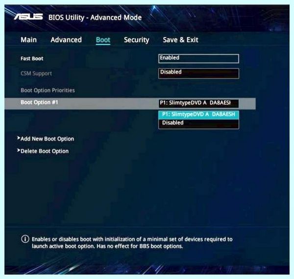 Asus boot option