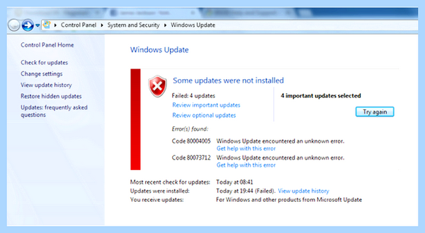 Windows 10 20h2 ошибка 0x80004005