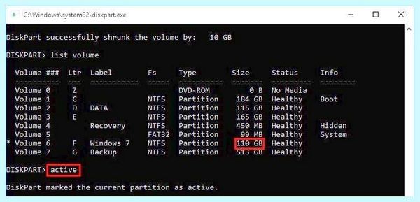 Windows 10 diskpart