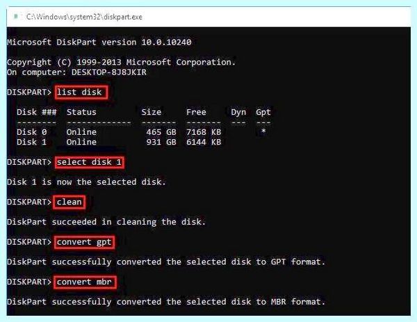 Windows 10 diskpart