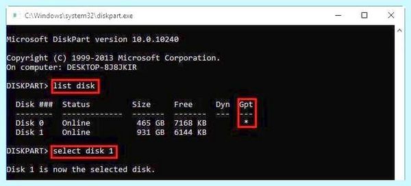 Windows 10 diskpart