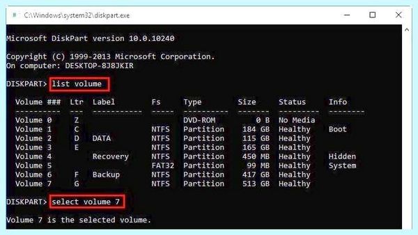 Windows 10 diskpart