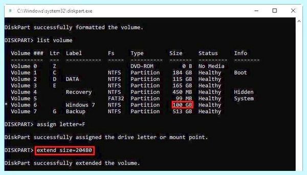 Windows 10 diskpart