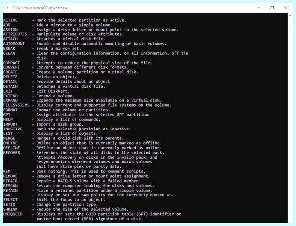 Windows 10 diskpart