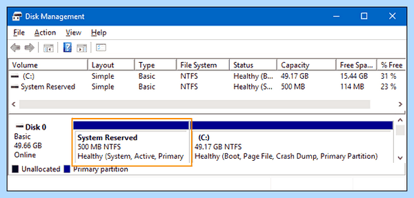 Windows 10 зарезервировано системой