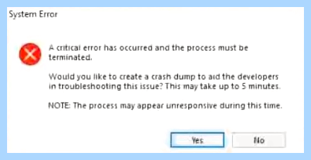 A critical error has occurred