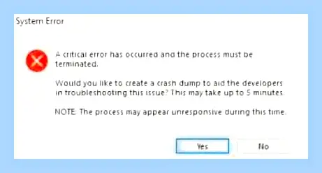 A critical error has occurred