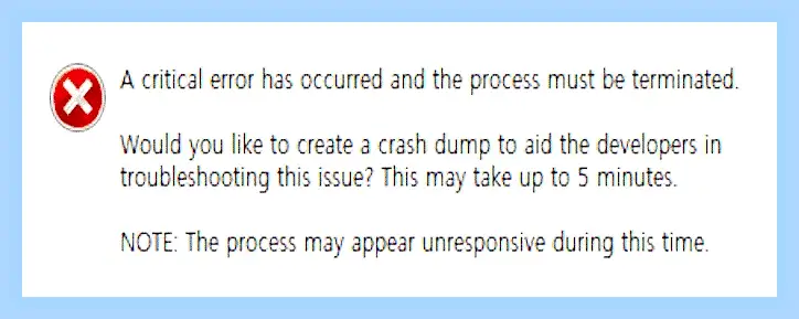A critical error has occurred
