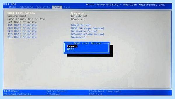 Bios boot of uefi only media
