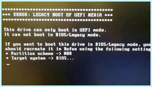 Bios legacy boot of uefi only
