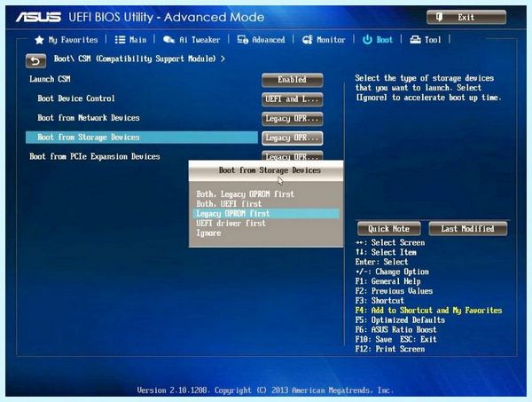 Bios legacy boot of uefi only