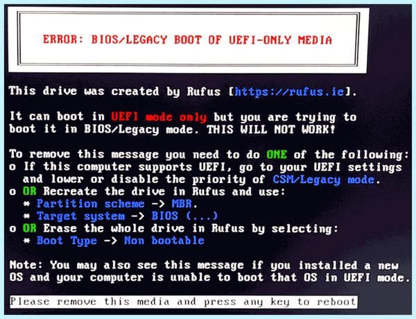 Bios legacy boot of uefi only