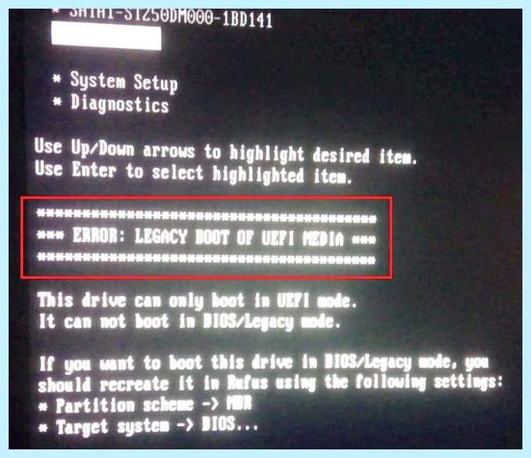 Bios legacy boot of uefi