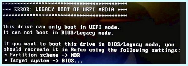 Bios legacy boot of uefi