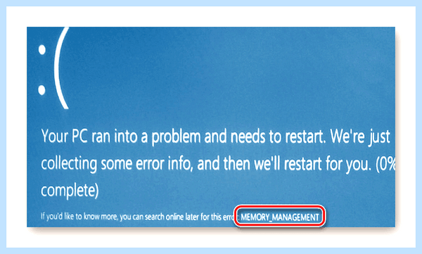 Blue screen memory management