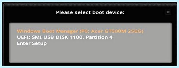 Boot menu msi