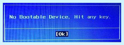 Bootable device was not found