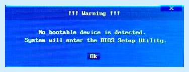 Bootable device was not found