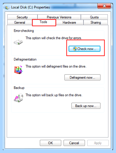 Checking file system on c