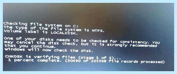 Checking file system on c