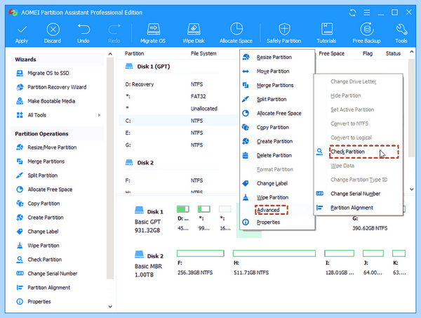 Checking file system on c