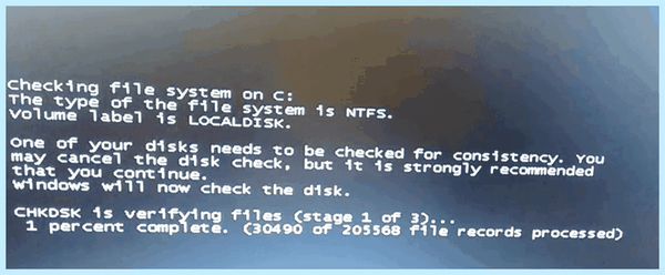 Checking file system on c