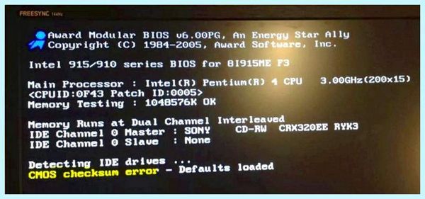 Checksum error defaults loaded (checksum, error, defaults, loaded, Windows Windows) Checksum error defaults loaded