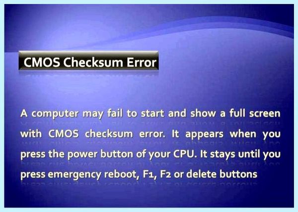Cmos checksum error defaults