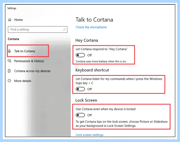 Cortana как отключить
