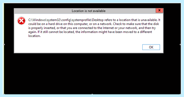 C windows system32 config systemprofile desktop недоступен загрузке ОС