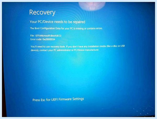 Device needs to be repaired новации не коснулись менеджера загрузки