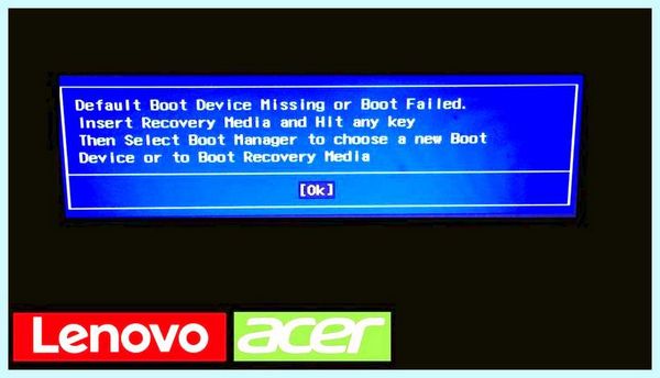 Acer boot failed