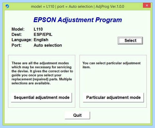Adjustment program epson l110