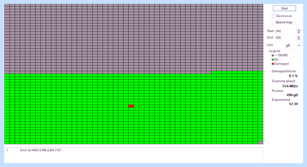 Bad block found started at sector