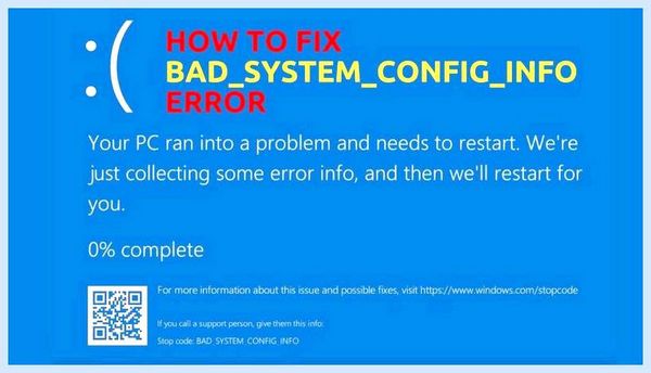 Bad system config windows 10 как исправить