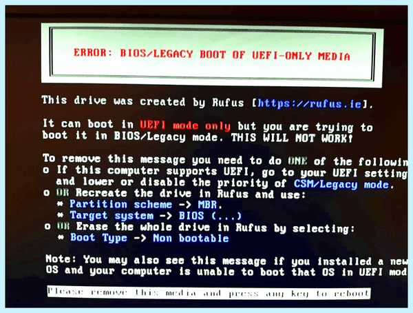 Bios boot of uefi only media