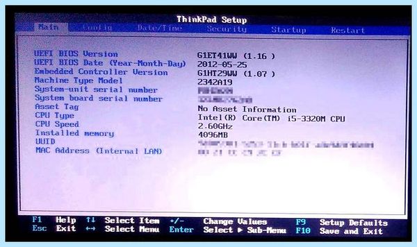Bios на lenovo thinkpad
