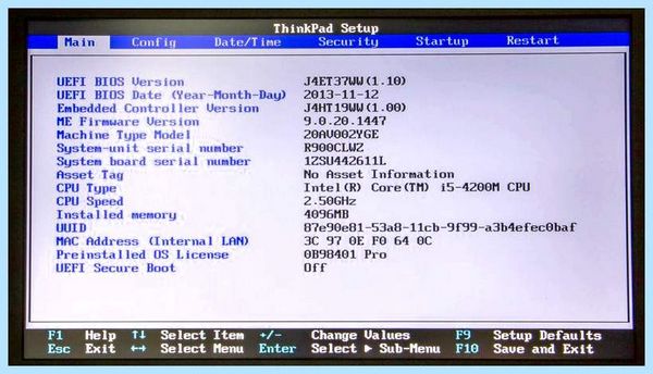 Bios на lenovo