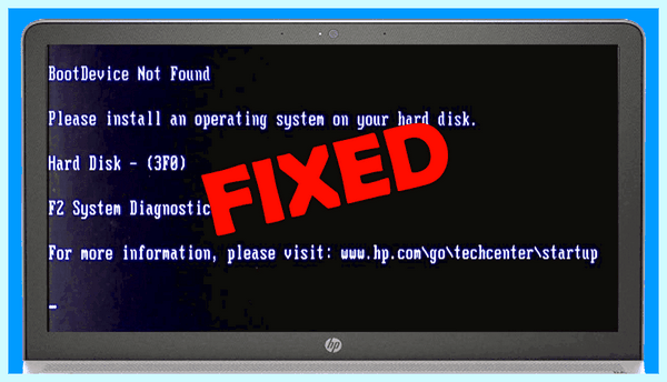 Boot device not found 3f0